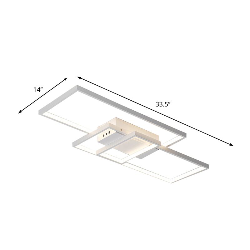 33.5"/41" Wide Traverse Flush Ceiling Light Contemporary Acrylic LED Black/White Flushmount Lighting in Warm/White/Natural Light