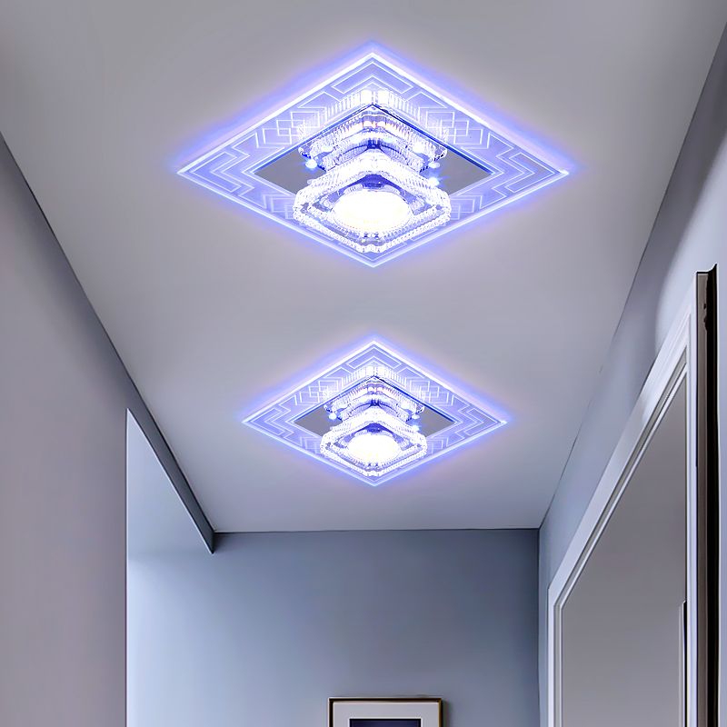 Plafonnier LED en cristal de style moderne, plafonnier encastré avec trou de 2 à 4 pouces de diamètre