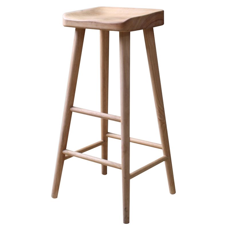 Modern Solid Wood Counter Stool Backless Bar Stool with Footrest