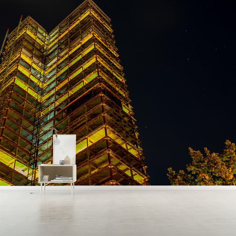 Contemporary Construction Mural Wallpaper Decorative Mildew Resistant Wall Art