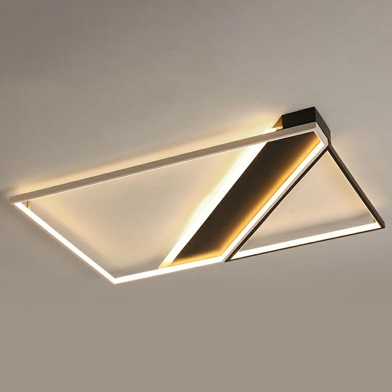 Rectangle Lounge LED Ceiling Light Acrylic Modernism Flush Mount Light in Black and White
