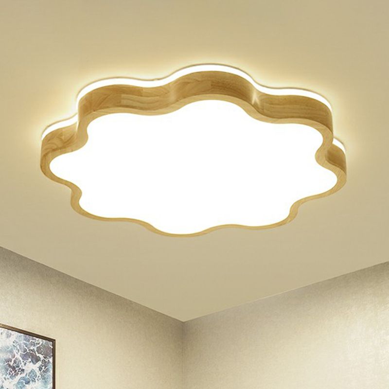 Acrylic Floral Flush Mount Ceiling Fixture Simplicity Wood LED Flush Light for Bedroom