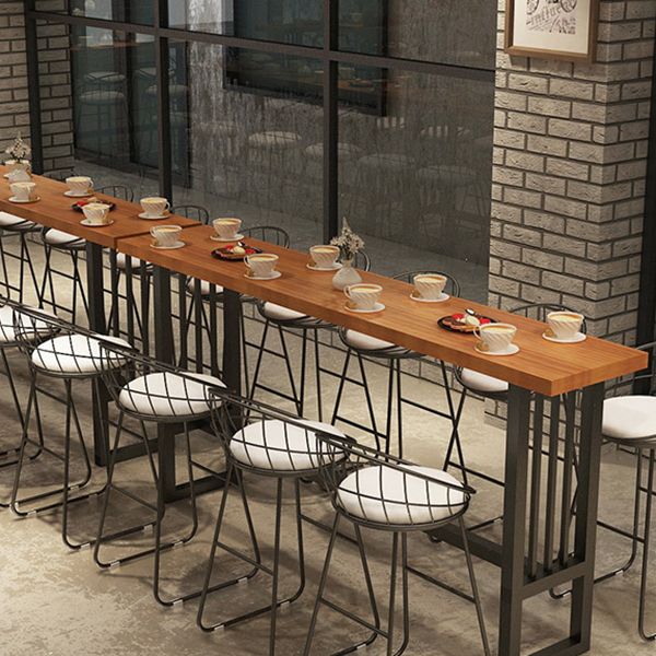 Solid Wood Pub Table Bar Height Industrial Rectangle Bar Table for Indoor Use