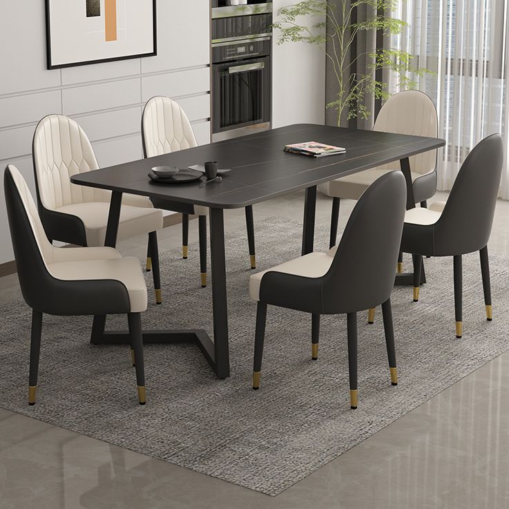 Minimalist Traditional Height Sintered Stone Top Dining Table Rectangle Dining Room Set For Kitchen