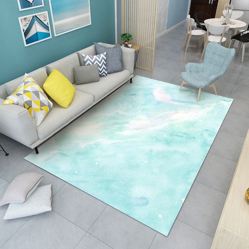 Modern Abstract Pattern Area Rug Washable Living Room Carpet Polyester Rug with Non-Slip Backing