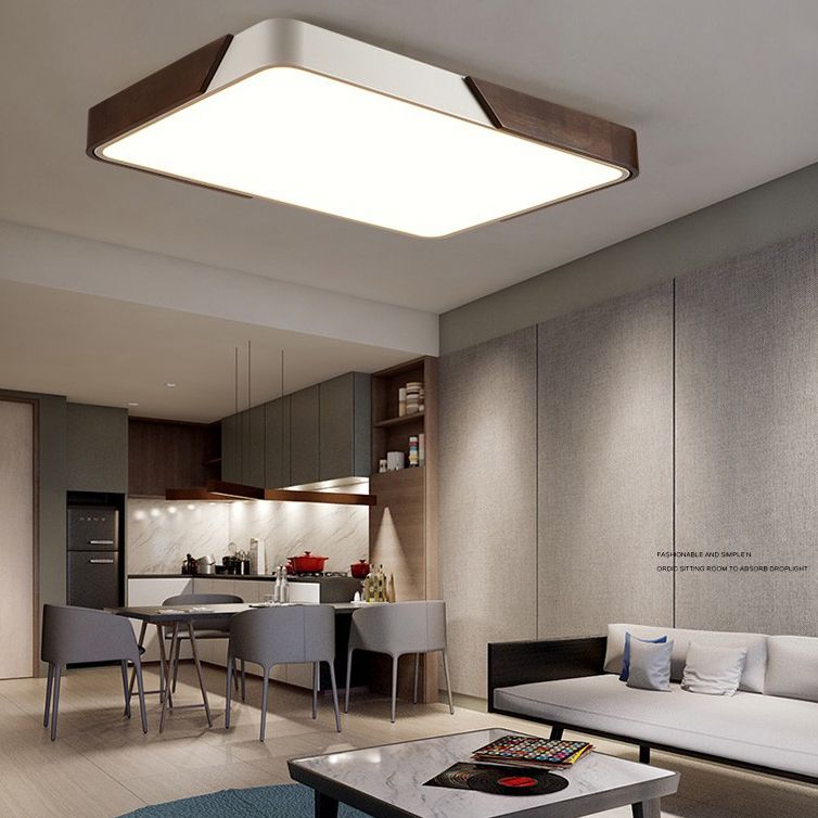 Plafonnier LED en acrylique blanc à 1 lumière, plafonnier géométrique moderne à montage en surface