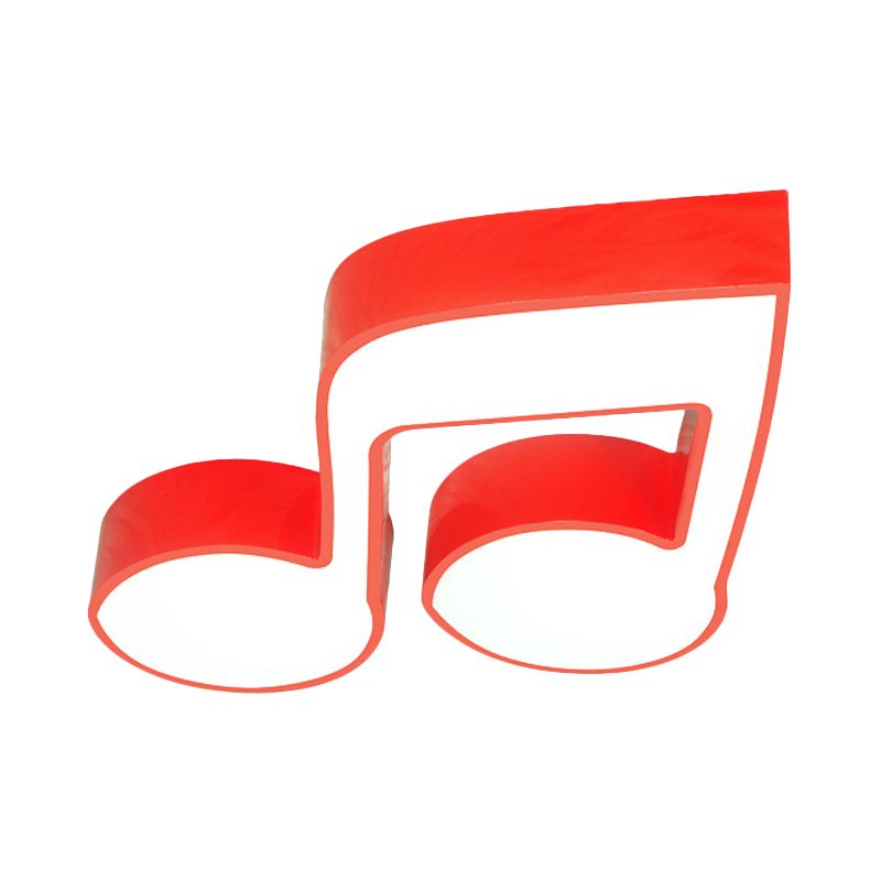 Red/Green/Yellow Musical Note Ceiling Mounted Fixture Kids Style Acrylic LED Flush Mount Lamp for Kindergarten