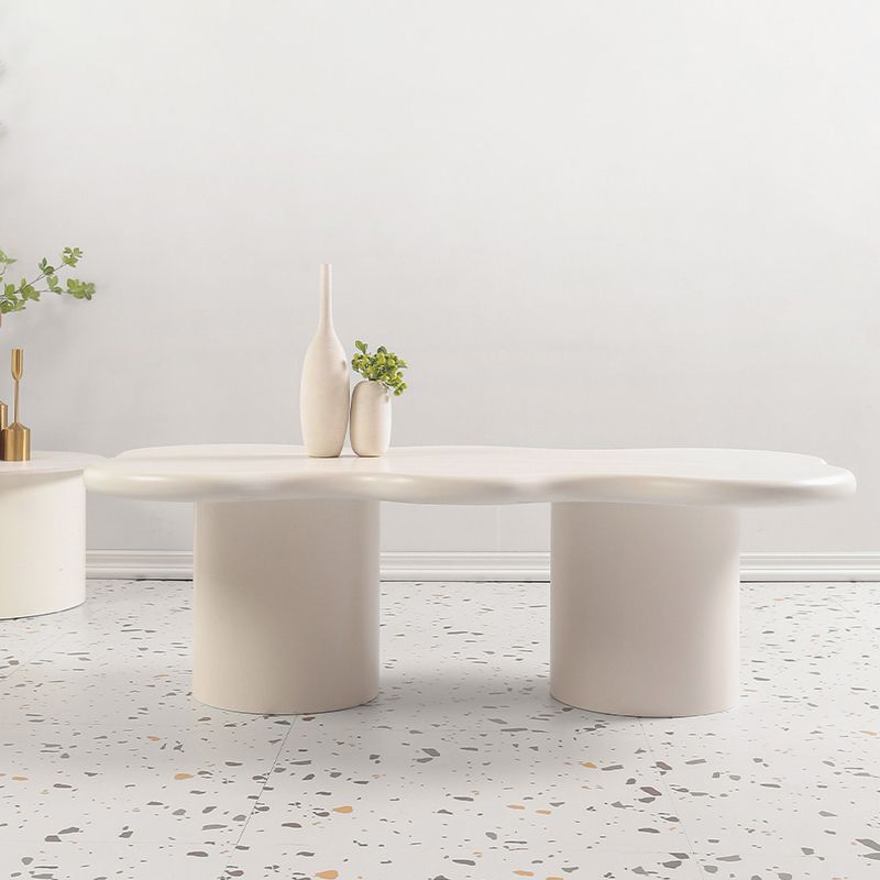 1 White Coffee Table Solid Wood Round Coffee Table Minimalist