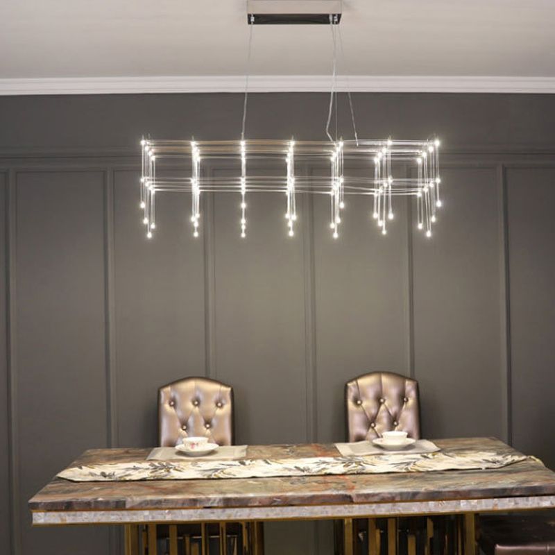 Edelstahl -Quaderinsel Island Beleuchtung moderner LED -LED Hängende Licht für Esszimmer