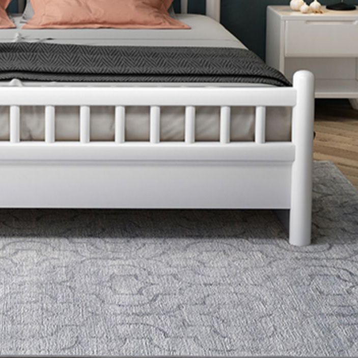 Contemporary Wood Slat Bed Arched Headboard Bed Set in White