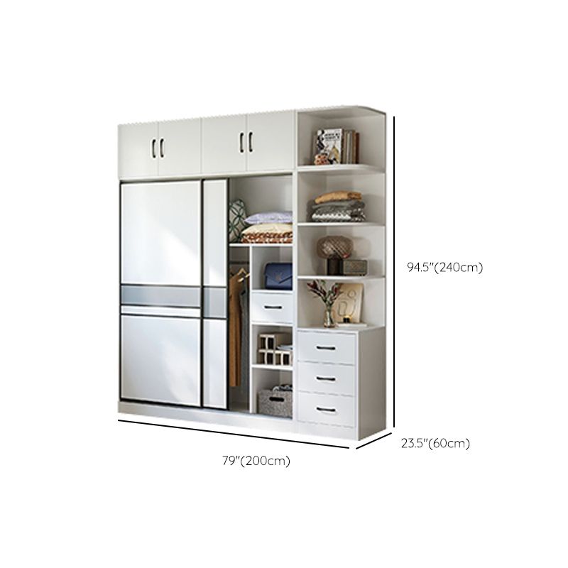 Sliding Wardrobe Armoire with Shelves Engineered Wood Wardrobe Cabinet
