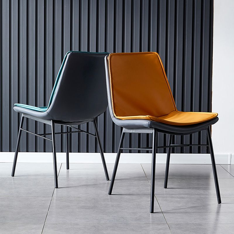 Imitación de cuero del diseño industrial que cena la silla sólida sin brazos de la parte posterior