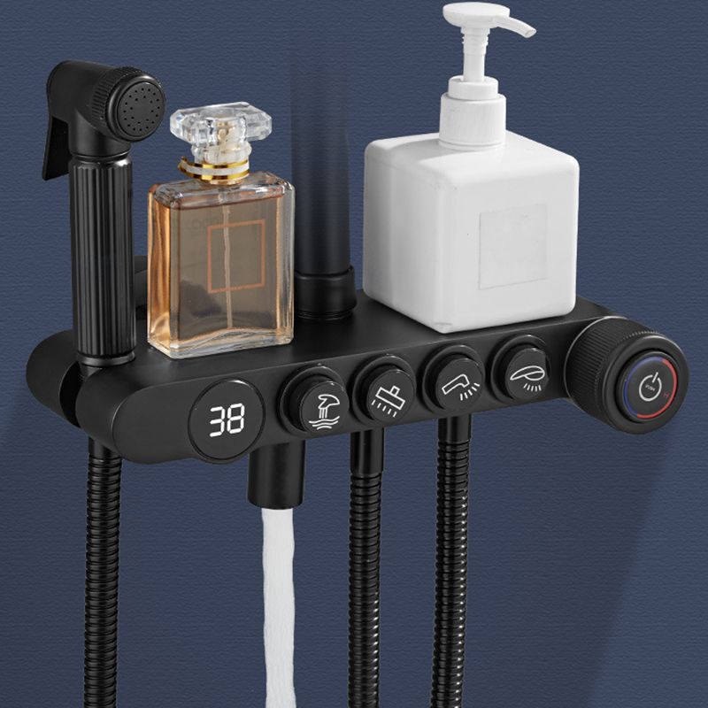 Modern Volume Control Shower Dual Shower Head Square Shower Faucet with Massage Jets