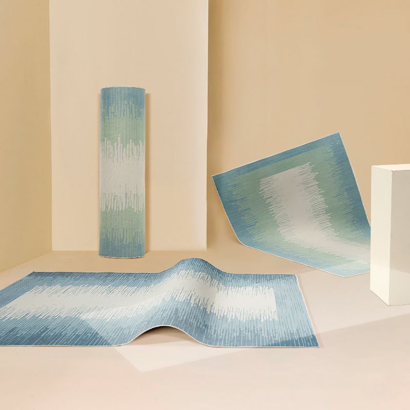 Stylish Blue Area Rug Color Block Polyester Area Carpet Anti-Slip Easy Care Rug for Living Room