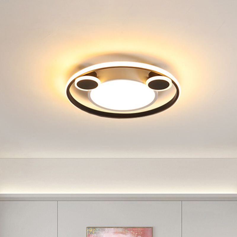 White and Black Circle Ceiling Flush Nordic 16.5"/20.5" W LED Acrylic Flush Mount Lighting in White/Warm Light