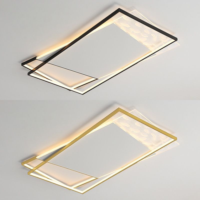 Geometric Feather LED Semi Flush Mount in Modern Simplicity Wrought Iron Ceiling Light for Interior Spaces