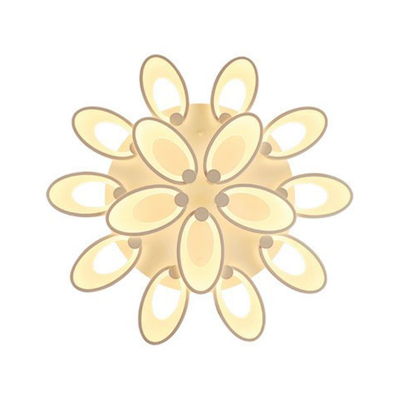 Minimalist Peacock Ceiling Mounted Light Acrylic Living Room LED Semi Flush Mount in White