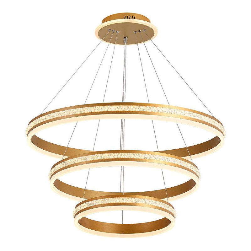 Minimalistische stijlniveaus Kroonluchter verlichting Acryl -salon LED Ring Suspensie Licht armatuur