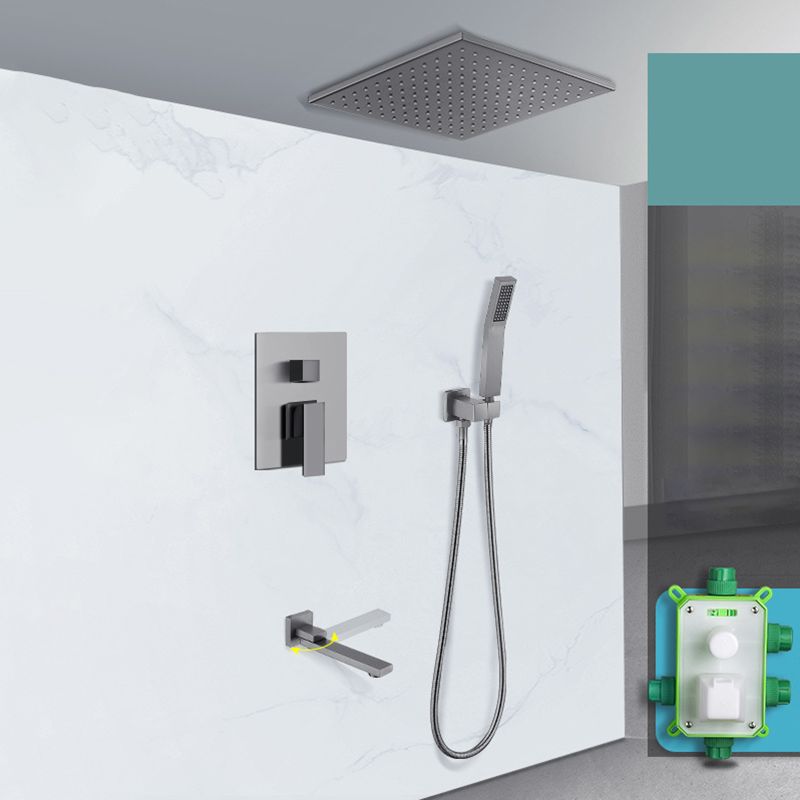 Grey Shower System Lever Handle Temperature Control Square Ceiling Mount Shower Set