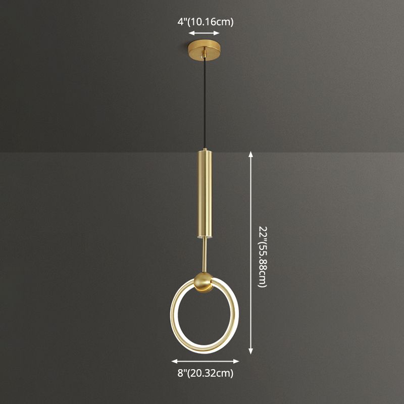 Ring and Oval Shape LED Pendant Light Modern Style Simple Metal Ceiling Pendant Light