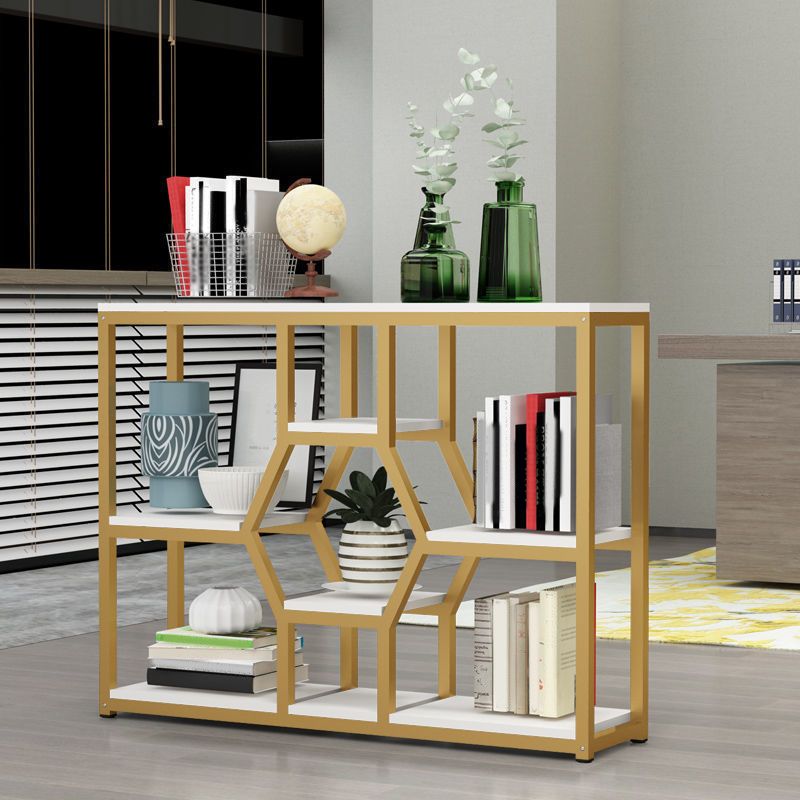 Metal and Wooden Book Shelf Etagere Open Study Room Shelf Bookcase with Doors