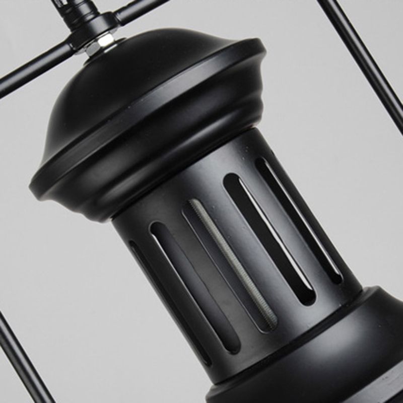 13 Inches Wide Industrial Style Dome Hanging Light Retro Wrought Iron Cafe Shop Lighting Pendants in Black