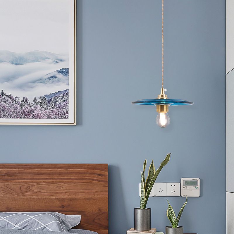 Retro Minimalist 1 Light Pendant Lamp Lens Glass Shade Pendant Light Fixture for Living Room