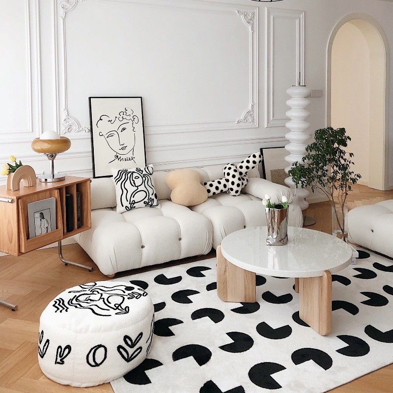 Modern Style Rug Living Room Geometric Pattern Polyester Washable Area Rug