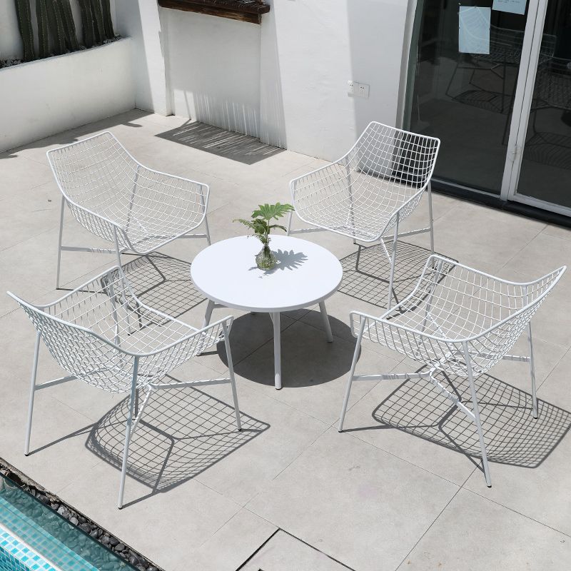 Industrial Dining Chairs Iron With Arm Open Back Outdoor Bistro Chairs