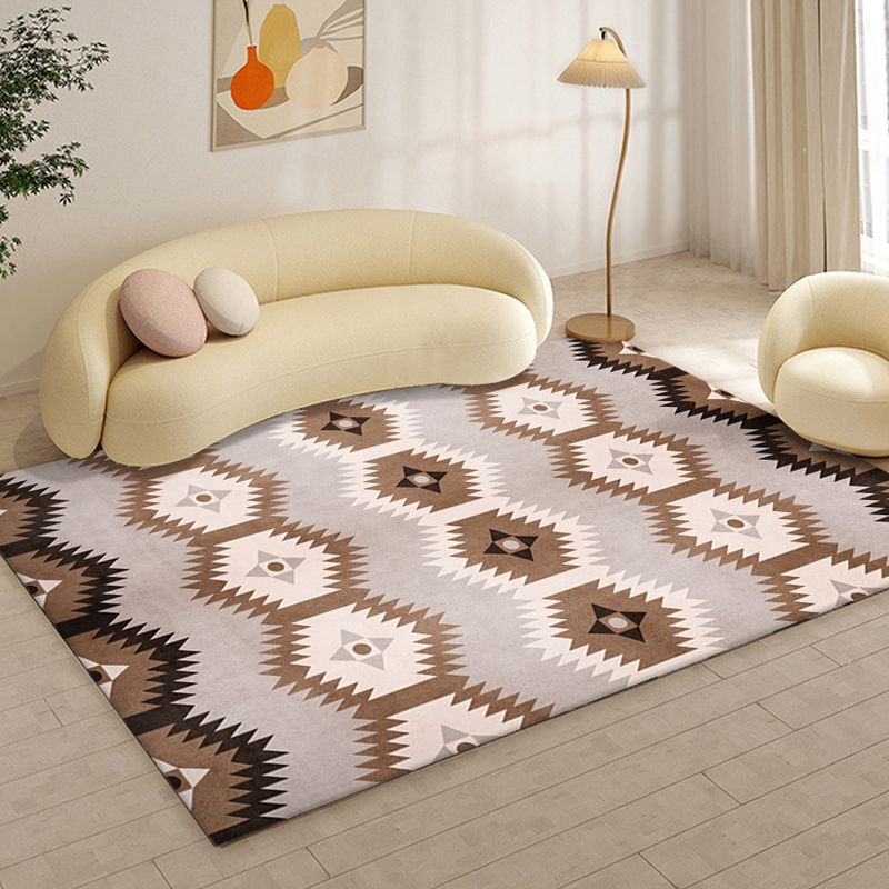 Southwestern Graphic Print Rug Polyester Indoor Carpet Non-Slip Backing Area Rug for Living Room