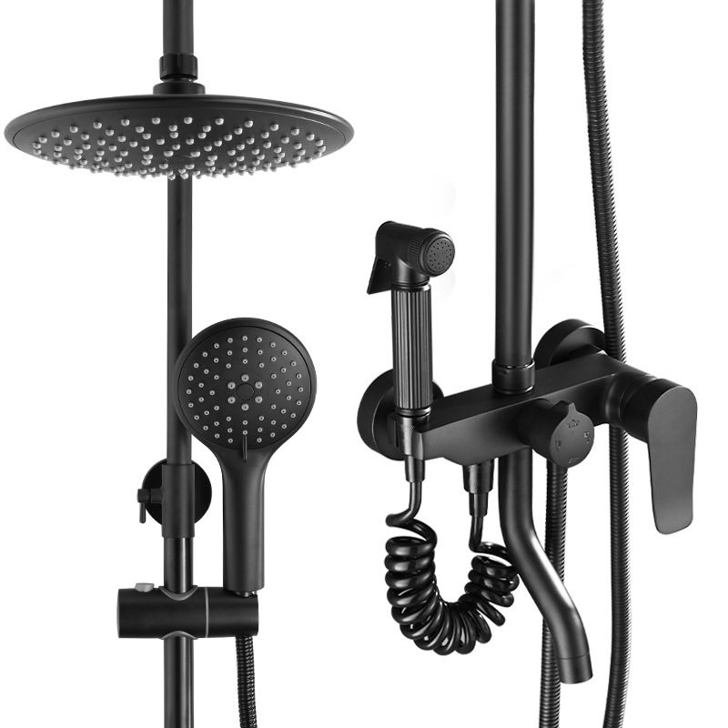 Modern Black Shower System Rain Massage Jet Lever Handle  Shower Trim