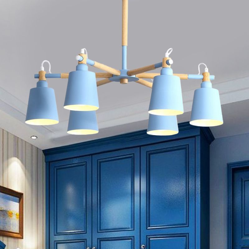Macaroon Hanging Lamp Fixture Tapered Shade Metal Hanging Lights for Living Room