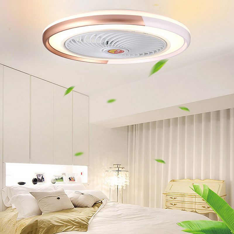 Moderne runde Lüfterleuchte Metall LED Schlafzimmer Halbflush Mount Light