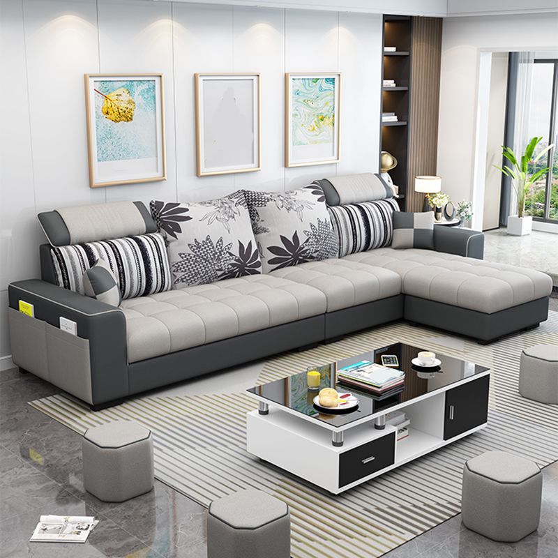 106.3"D x 57"W x 35.43"H Square Arm Sectionals, Modern High Back Sofa with Storage