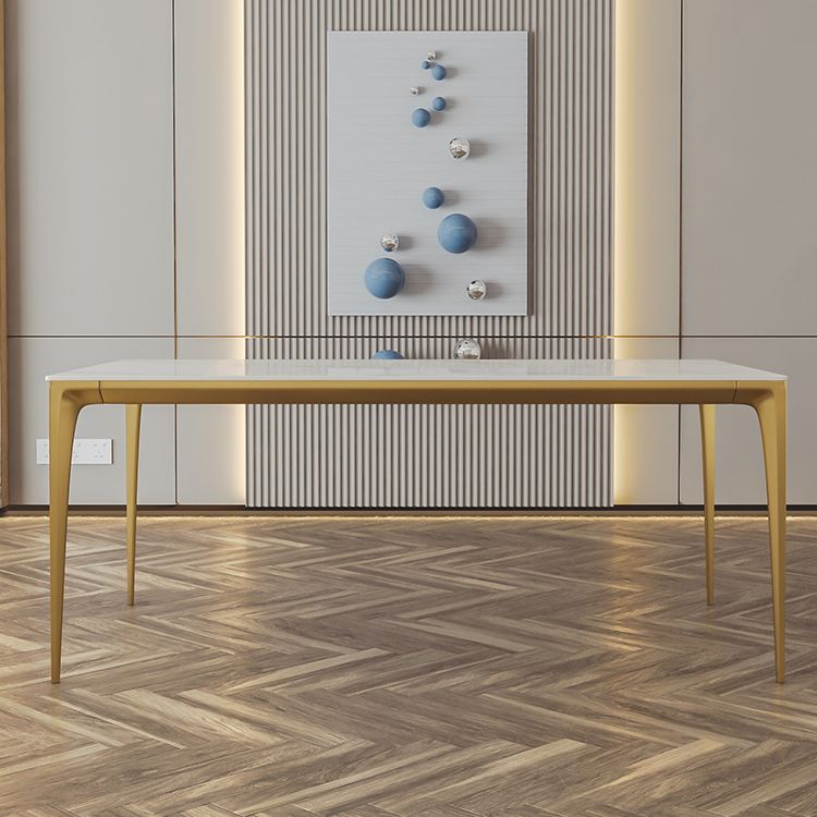 Mesa de comedor de piedra sinterizada Estilo de lujo 4 patas Mesa de rectángulo base para comedor