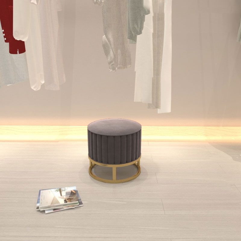 Modern Pouf Ottoman Velvet Upholstered Tear Resistant Round Ottoman with Chair Legs