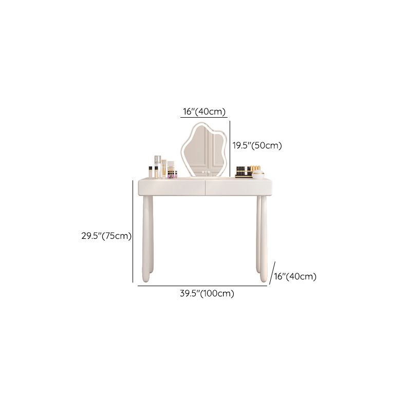 Contemporary White Wooden Vanity Dressing Table with 2 Drawers