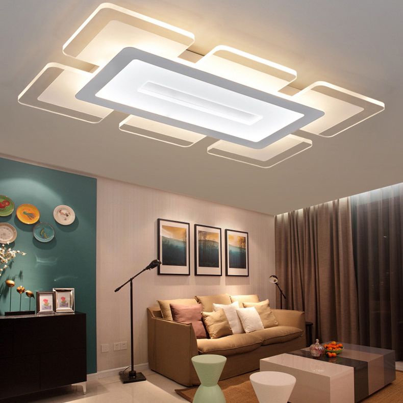 Lampe rectangulaire Mount Ceiling Lamp LED Modern LED Flush Mount Ceiling Fixture with Acrylic Shade