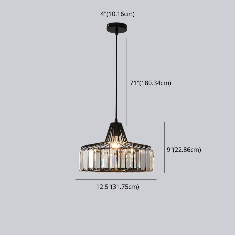 Crystal Drum Pendant Ceiling Light Simplicity Hanging Ceiling Light for Dinning Room