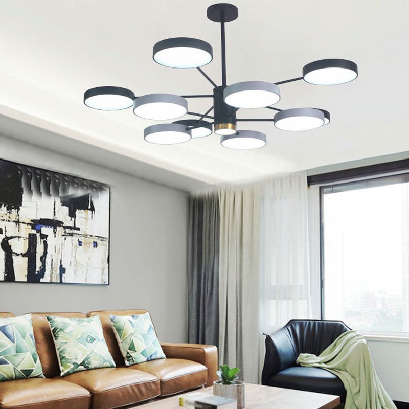 Round Shape Chandelier Modern Macaroon Iron Down Lighting Pendant for Living Room