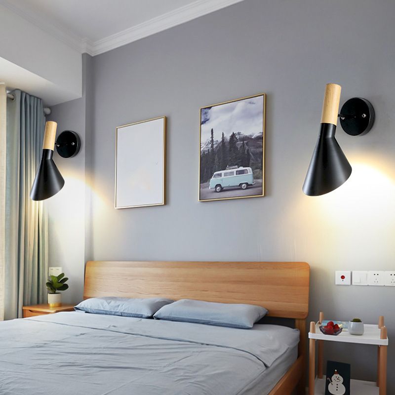 Contemporary Wall Light Black/White Metal Lighting for Living Room