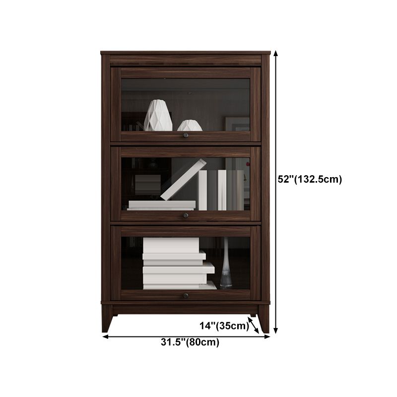 Espresso Shelf Bookcase Modern & Contemporary Bookshelf with Doors for Study Room