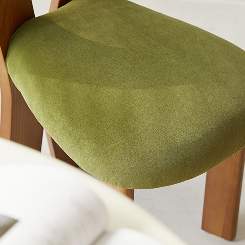 Modern Side Chair Velvet Wooden Base Dining Chair for Living Room