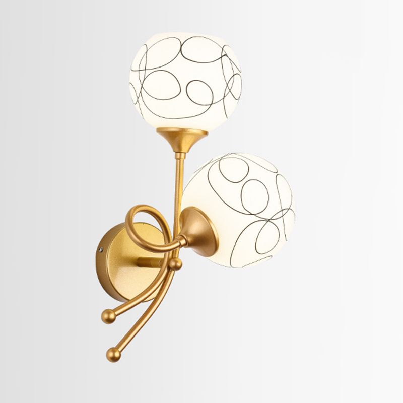 Glass Globe Sconce Light Fixture Modern 2-Light Wall Light for Bedroom