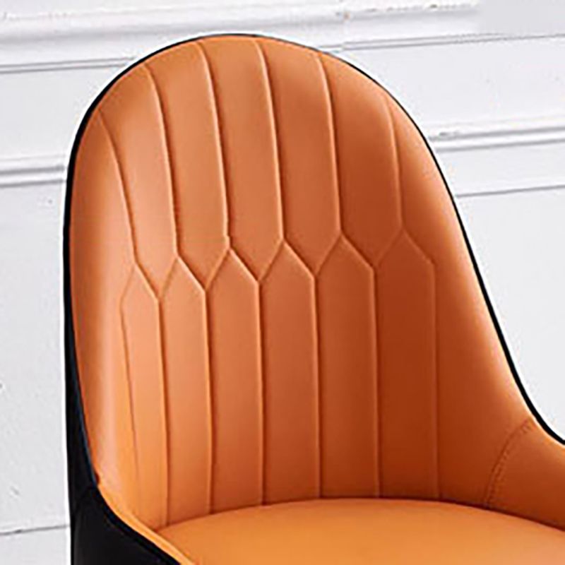 Scandinavian Faux Leather Dining Chairs Solid Back Arm Side Chair