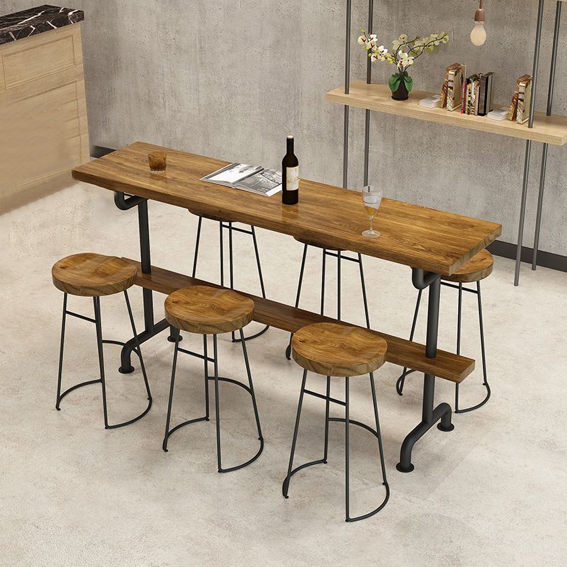 Industrial Wood Bar Set Wood 1/2/4/7/9 Pieces Rectangle Trestle Bistro Set in Natural