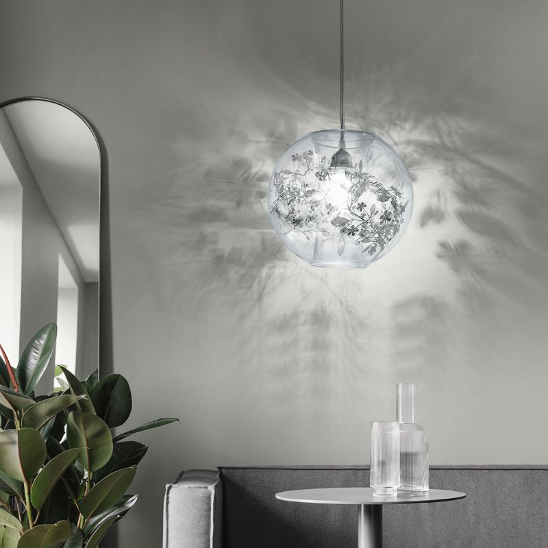 Modern Art Deco Pendant Light Spherical Clear Glass 1 Light Suspension Light for Living Room