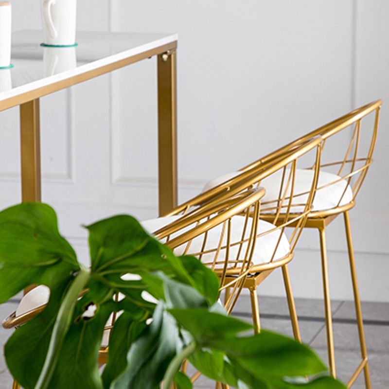 Glam 1/2/4/7 Pieces Bar Table Set Rectangle Bar Table with Metal High Stools