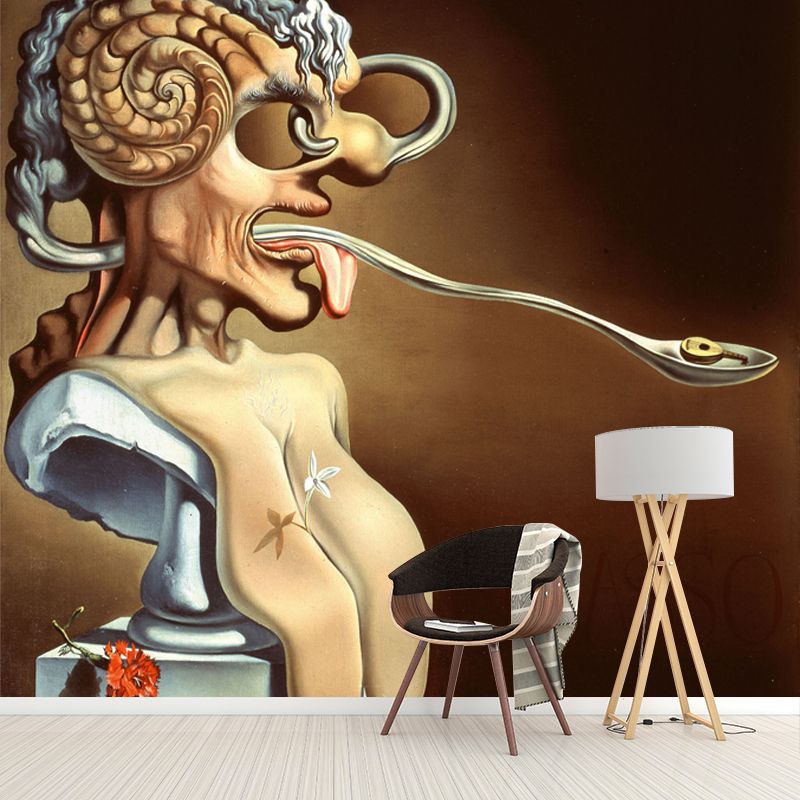 Surreal Portrait of Picasso Mural Decal Brown Bedroom Wall Decor, Made to Measure