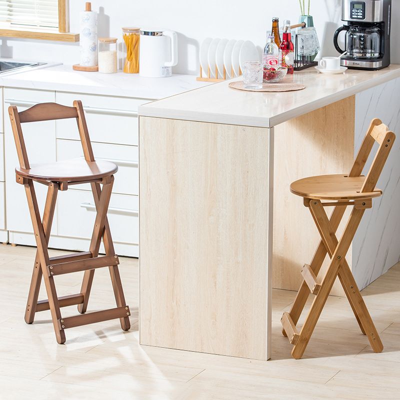Contemporary Folding Dining Stools Solid Wood Bar Stools with Footrest